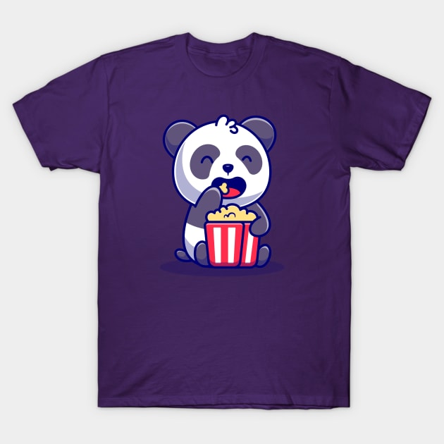 Cute Panda Eating Popcorn T-Shirt by MaiKStore